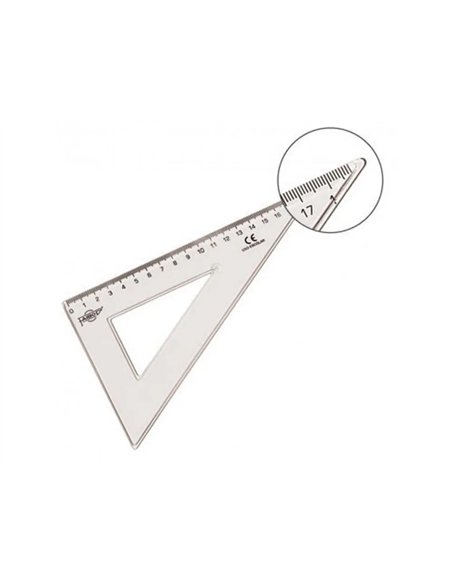 Equerre faibo plastique incolore 45 hypotenuse 20 cm.