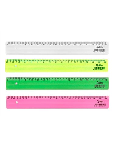 Regle liderpapel plastique 16 cm coloris assortis pot 100 unites.