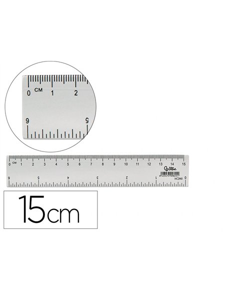 Regle liderpapel plastique cristal 15 cm.