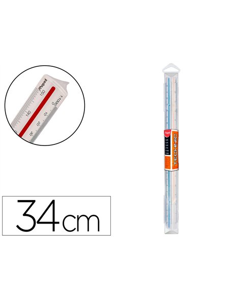 Regle a echelles maped abs 1couleur sur chaque face etui de protection1/500 - 1/1000 - 1/1250 - 1/1500 - 1/2000 -.