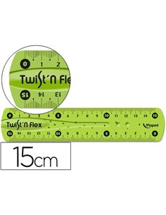 Règle plate maped twist'n'flex 15cm souple incassable ludique 3 coloris assortis bleu vert rose.