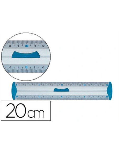 Règle maped 20cm double décimètre embouts protect system anti-bruit aluminium anodisé résistance optimale.