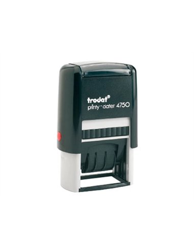 Tampon dateur trodat 4750l formule standard reçu le 41x25mm empreinte bicolore date 4mm coloris bleu/rouge.