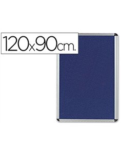 Tableau q-connect affichage mural cadre aluminium feutrine fond bleu accessoires fixation inclus 120x90x3cm.