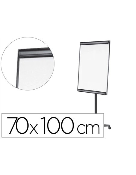 Chevalet conférence q-connect tableau magnétique 70x100cm cadre aluminium pince bloc papier auget porte-marqueurs roues.