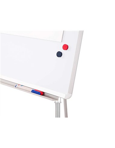 Chevalet conférence q-connect tableau magnétique 85x60cm cadre plastique pince bloc papier auget porte-marqueurs.