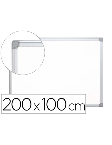 Tableau q-connect laqué magnétique cadre aluminium idéal collèges bureaux inclus accessoires fixation mur 200x100cm.