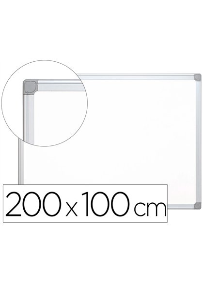 Tableau q-connect laqué magnétique cadre aluminium idéal collèges bureaux inclus accessoires fixation mur 200x100cm.