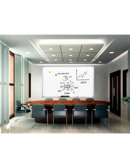 Tableau q-connect laqué magnétique cadre aluminium idéal collèges bureaux inclus accessoires fixation mur 200x100cm.