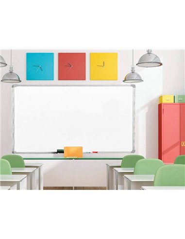 Tableau q-connect laqué magnétique cadre aluminium idéal collèges bureaux inclus accessoires fixation mur 200x100cm.
