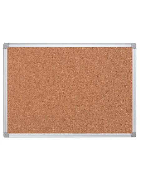 Tableau liège q-connect mural cadre aluminium argenté mat coins plastiques fixation mur épaisseur 5mm 200x100cm.