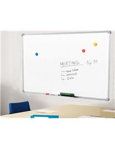 Tableau q-connect laqué magnétique cadre aluminium idéal collèges bureaux inclus accessoires fixation mur 90x60cm.