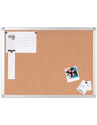 Tableau liège q-connect mural cadre aluminium résistance humidité accessoires fixation mur 1mm épaisseur 90x60cm.