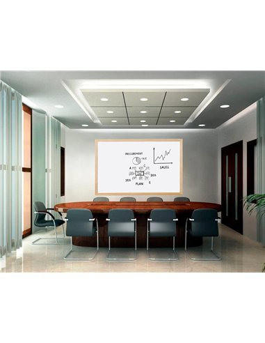 Tableau q-connect mélaminé cadre bois lisse lavable stabilité marqueurs spéciaux accessoires fixation mur 120x90cm.