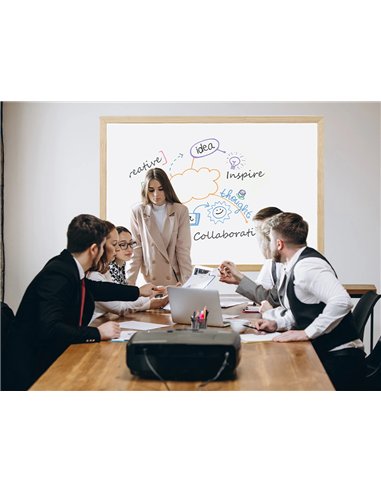 Tableau q-connect mélaminé cadre bois lisse lavable stabilité marqueurs spéciaux accessoires fixation mur 120x90cm.