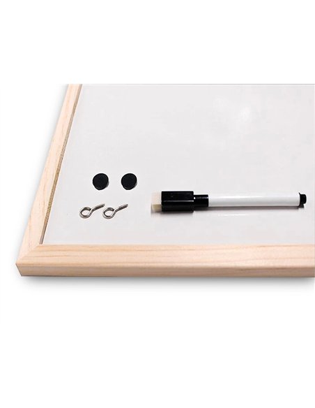 Tableau q-connect mélaminé cadre bois lisse lavable stabilité marqueurs spéciaux accessoires fixation mur 60x40cm.