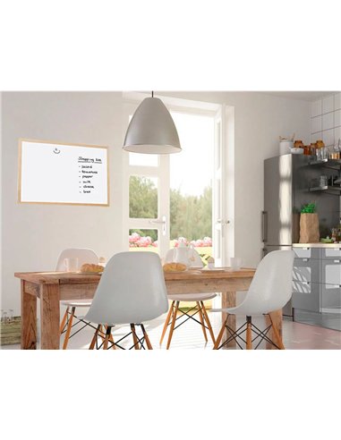 Tableau q-connect mélaminé cadre bois lisse lavable stabilité marqueurs spéciaux accessoires fixation mur 60x40cm.