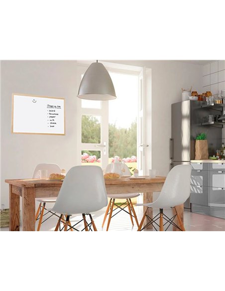 Tableau q-connect mélaminé cadre bois lisse lavable stabilité marqueurs spéciaux accessoires fixation mur 40x30cm.