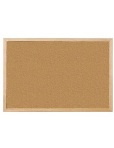 Tableau liège q-connect mural cadre bois pin naturel 2 faces inclus 5 épingles mémo fixation mur épaisseur 1mm 40x30cm.