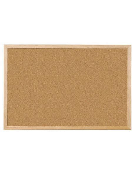 Tableau liège q-connect mural cadre bois pin naturel 2 faces inclus 5 épingles mémo fixation mur épaisseur 1mm 40x30cm.