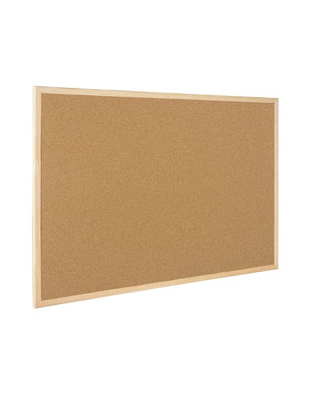 Tableau liège q-connect mural cadre bois pin naturel 2 faces inclus 5 épingles mémo fixation mur épaisseur 1mm 40x30cm.