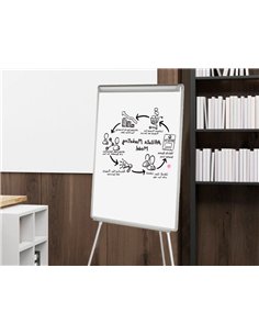 Chevalet conférence q-connect tableau magnétique 70x100cm cadre plastique pince bloc papier auget porte-marqueurs.