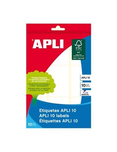 Pack de 90 étiquettes rectangulaires Apli 34 x 53 mm - 10 planches de 9 étiquettes - Adhésif permanent - Idéal pour écrire - Bla