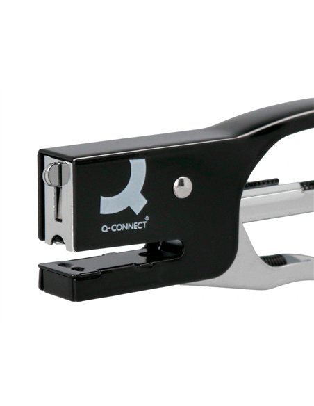 Pince agrafeuse q-connect métal agrafes n.10 résistance capacité agrafage 12f coloris noir.