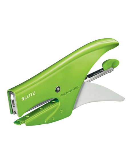 Pince a agrafer leitz 5531 wow metal 82x24x160mm 15f agrafes n.10 coloris vert metallise.