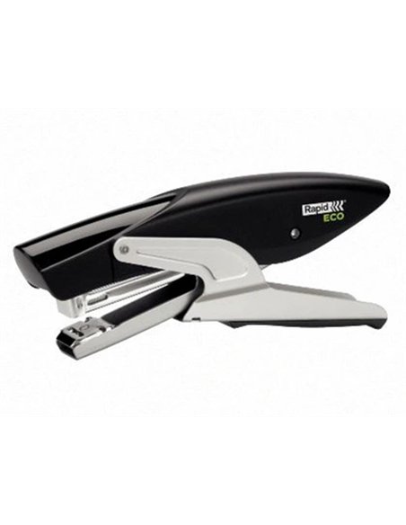 Pince à agrafer rapid éco 100% recyclé 73x36x174mm 20f agrafes 24/6 et 26/6 coloris noir.