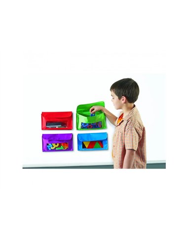 Pochette magnetique learning resources en nylon capacite 350g 23x14cm coloris assortis lot de 4.