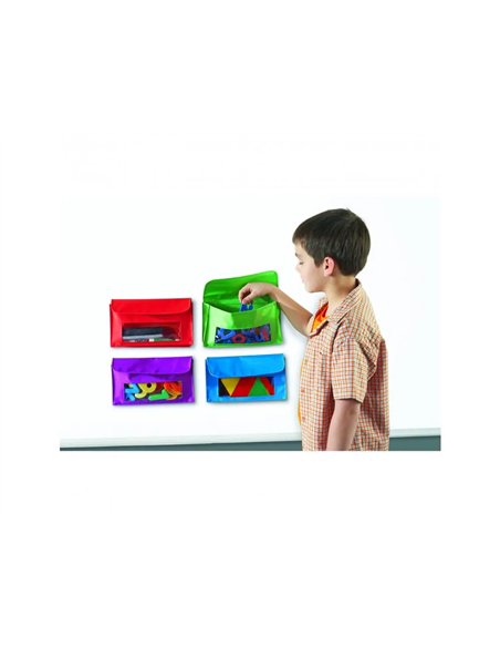 Pochette magnetique learning resources en nylon capacite 350g 23x14cm coloris assortis lot de 4.