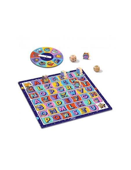 Francais djeco abc rapido jeu de vocalbulaire 1 roue 1 plateau 6 pions 2 a 6 joueurs.