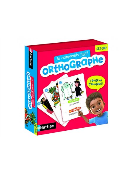 Francais nathan je comprends tout orthographe du ce2 au cm2 80 cartes 1 plateau 2 pions 2 a 4 joueurs.
