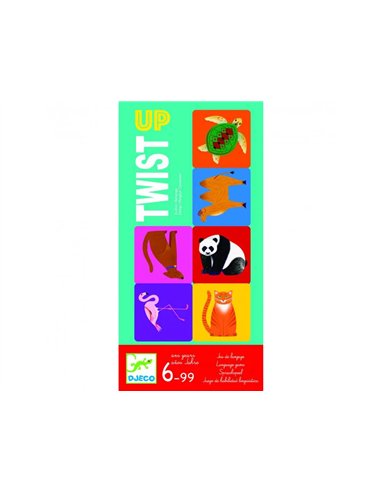 Francais djeco twist up 3 sets 9 cartes transparentes 3 sets 9 cartes coleurs 30 cartes defis 3 a 5 joueurs.