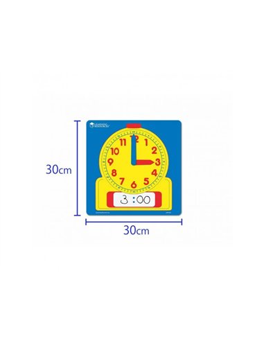 Horloges polypro learning resources grande horloge analogique et numerique effacable 30x30 cm.