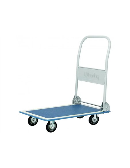 Chariot 1 plateau wonday pliant 150 kg en acier tapis antiderapant 2 roues fixes 2 roues pivotantes 100 mm.