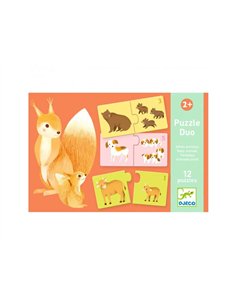 Jeux d association djeco puzzle duo bebes animaux 2 x 12 pieces.