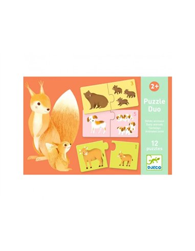 Jeux d association djeco puzzle duo bebes animaux 2 x 12 pieces.