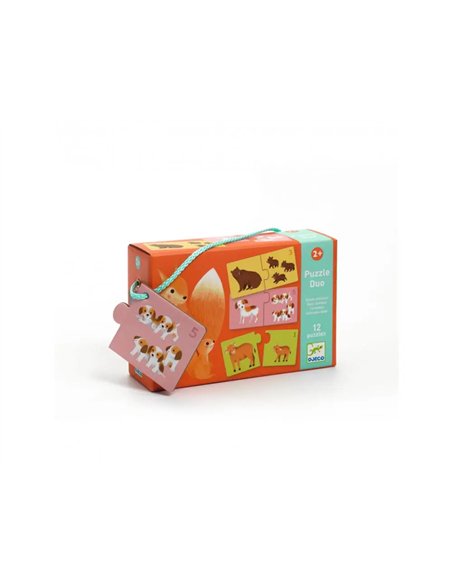 Jeux d association djeco puzzle duo bebes animaux 2 x 12 pieces.
