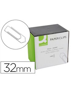 Trombone q-connect galvanisé 32mm boîte carton 1000 unités.