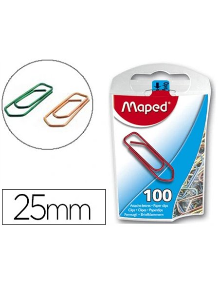 Trombone maped 25mm couleur boîte plastique 100 unités.