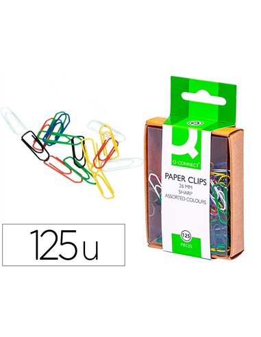 Trombone q-connect 26mm couleur boîte 125 unités.