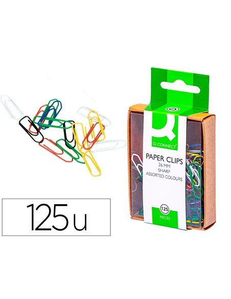 Trombone q-connect 26mm couleur boîte 125 unités.