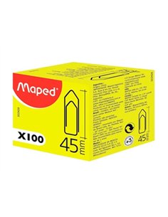 Trombone maped nickelé 45mm boîte carton 100 unités.