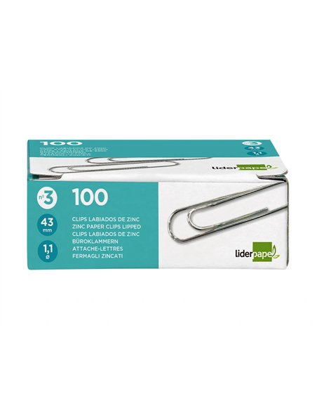 Trombone liderpapel zinc bout rond 43mm boîte 100 unités.