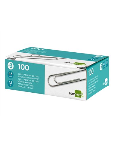 Trombone liderpapel zinc bout rond 43mm boîte 100 unités.