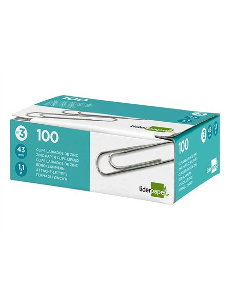 Trombone liderpapel zinc bout rond 43mm boîte 100 unités.