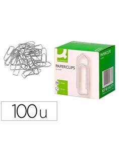 Trombone q-connect nickelé 50mm boîte carton 100 unités pointu.