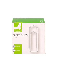 Trombone q-connect nickelé 50mm boîte carton 100 unités pointu. 2